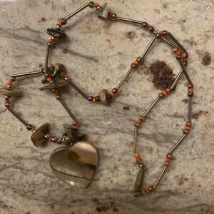 Vintage abalone & silver bead necklace